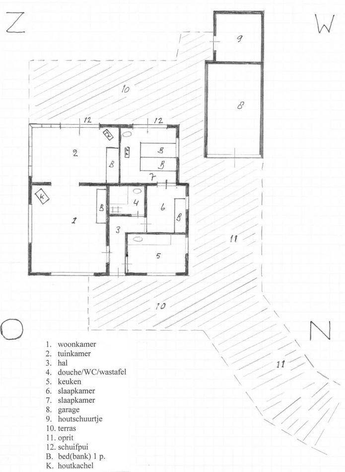 Plattegrond vakantiewoning het Sleenhuisje